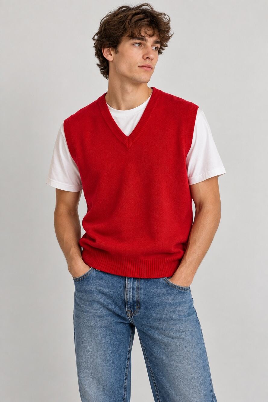 Vintage Lord Jeff Red Sweater Vest – Made in USA – Size M